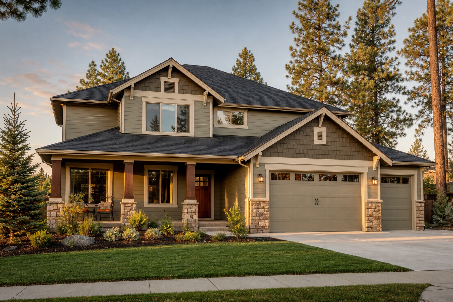 Completed home with a new roof